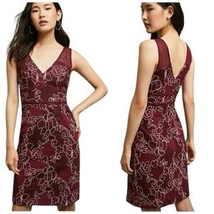 Anthropologie Moulinette Soeurs Ariana Lace Dress Wine Size 2 NWT